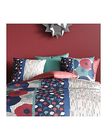Housse de couette imprimée + 2 taies en coton 57 fils