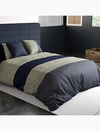 Housse de couette imprimée + 2 taies en coton 57 fils