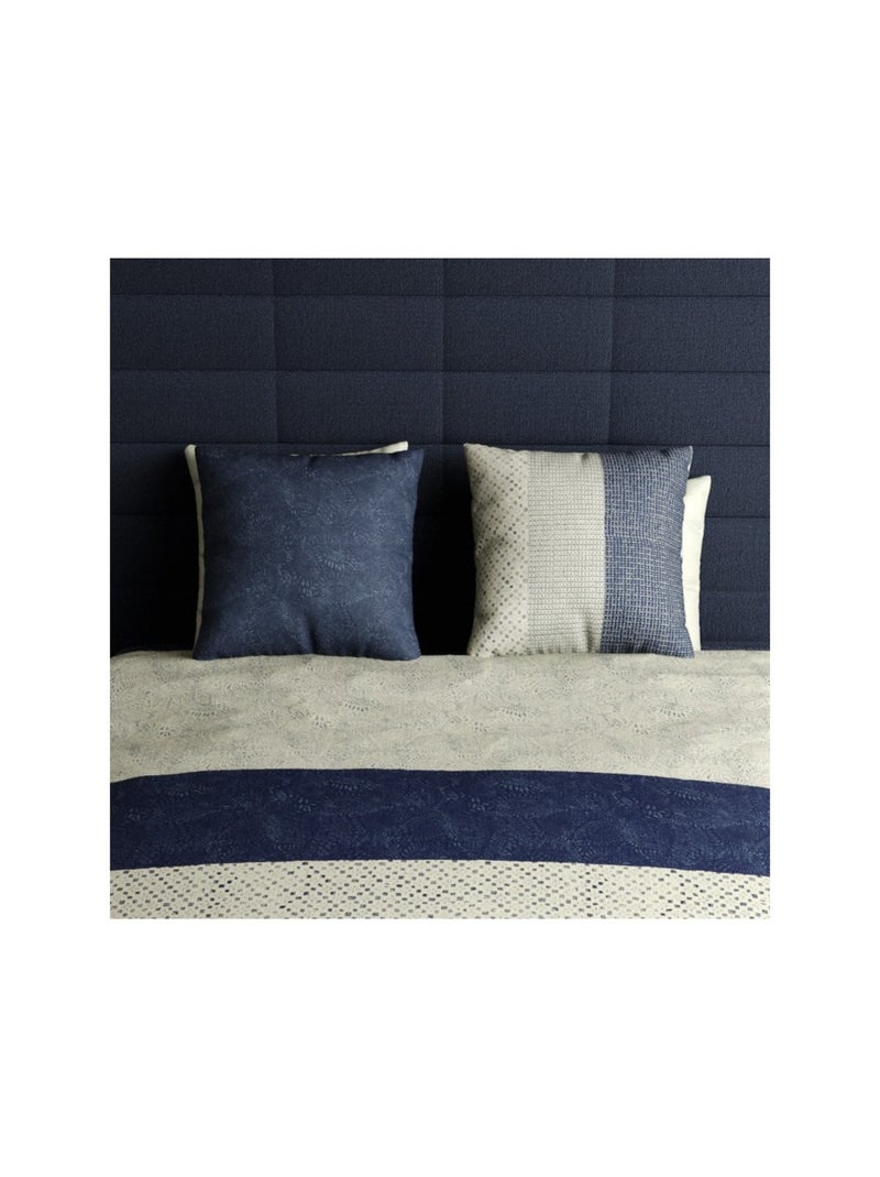 Housse de couette imprimée + 2 taies en coton 57 fils Bleu - Kiabi