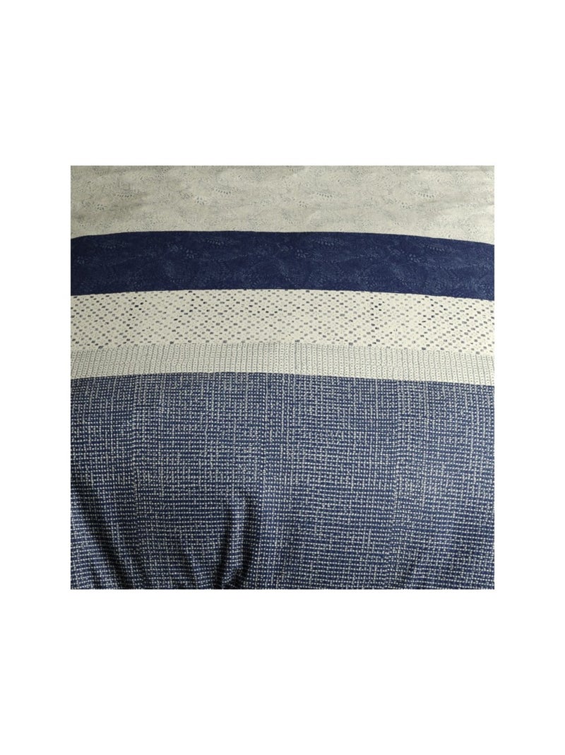 Housse de couette imprimée + 2 taies en coton 57 fils Bleu - Kiabi