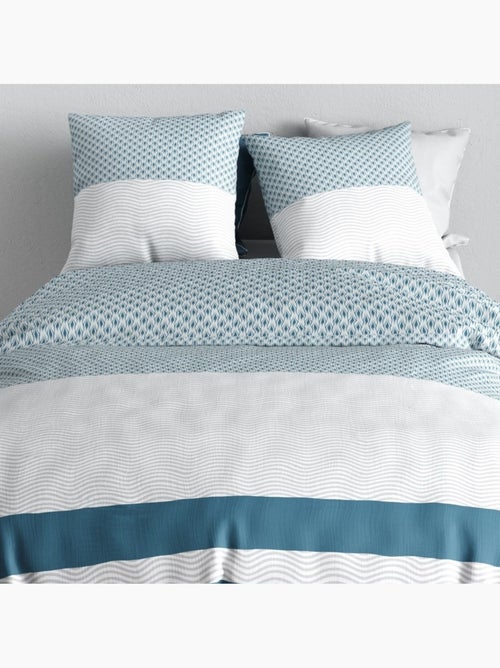 Housse de couette imprimée + 2 taies en coton 57 fils - Kiabi