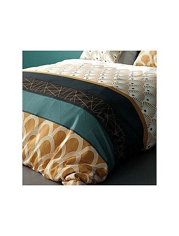 Housse de couette imprimée + 2 taies en coton 57 fils