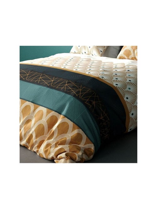 Housse de couette imprimée + 2 taies en coton 57 fils - Kiabi