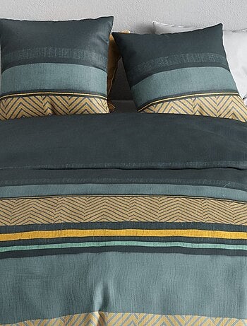 Housse de couette imprimée + 2 taies en coton 57 fils