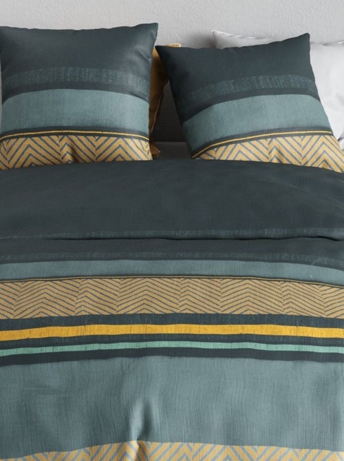 Housse de couette imprimée + 2 taies en coton 57 fils - Kiabi Housse de couette imprimée + 2 taies en coton 57 fils - Kiabi