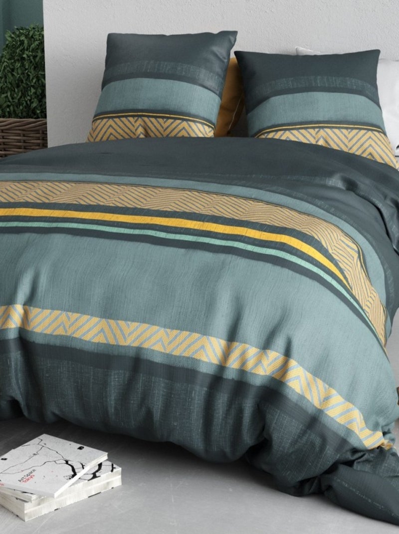 Housse de couette imprimée +  2 taies en coton 57 fils Multicolore - Kiabi
