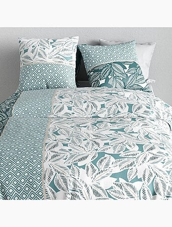 Housse de couette imprimée + 2 taies en coton 57 fils