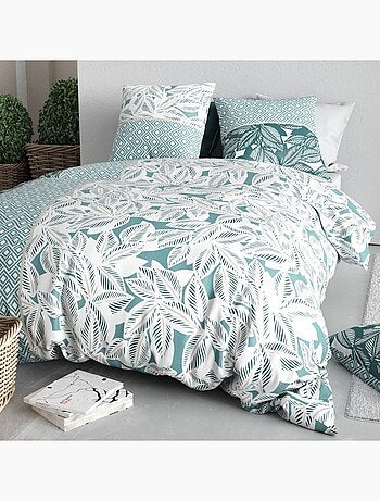 Housse de couette imprimée + 2 taies en coton 57 fils