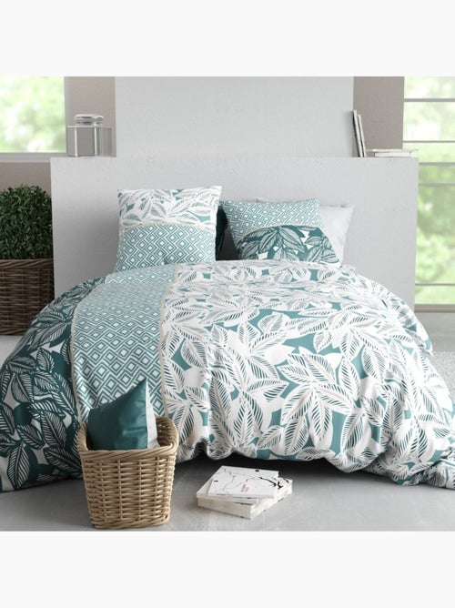 Housse de couette imprimée + 2 taies en coton 57 fils - Kiabi Housse de couette imprimée + 2 taies en coton 57 fils - Kiabi