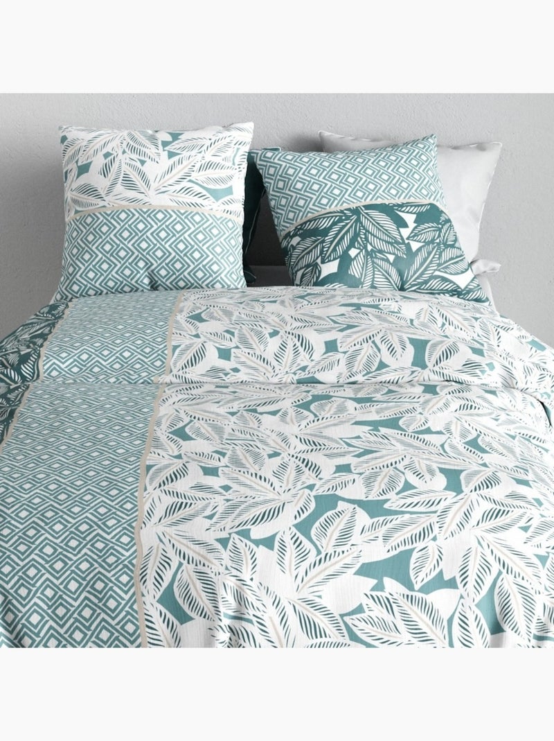 Housse de couette imprimée + 2 taies en coton 57 fils Multicolore - Kiabi