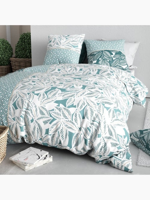 Housse de couette imprimée + 2 taies en coton 57 fils - Kiabi Housse de couette imprimée + 2 taies en coton 57 fils - Kiabi