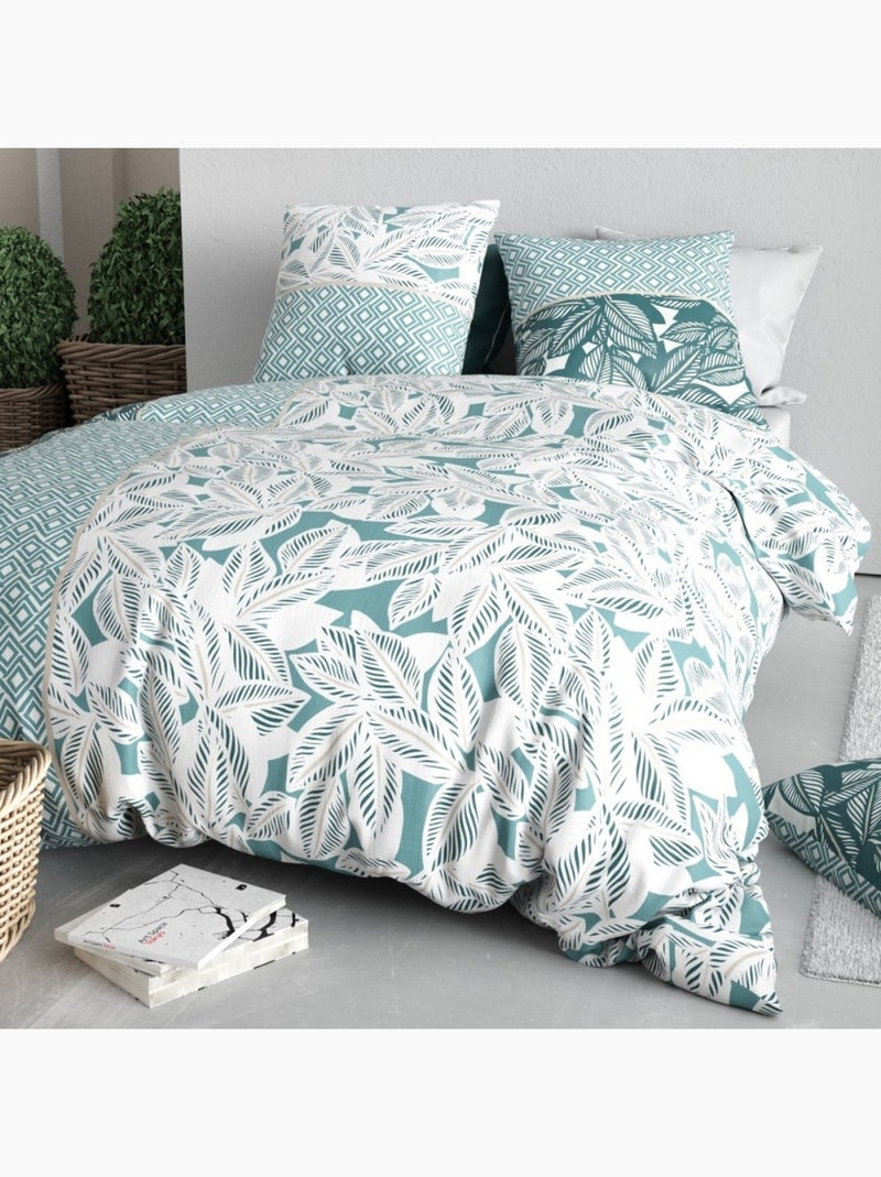 Housse de couette imprimée + 2 taies en coton 57 fils Multicolore - Kiabi