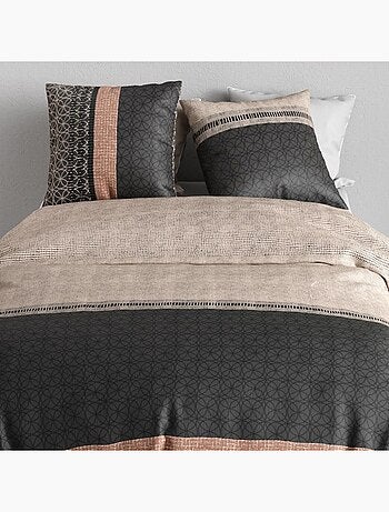 Housse de couette imprimée + 2 taies en coton 57 fils