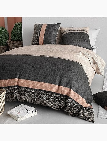 Housse de couette imprimée + 2 taies en coton 57 fils