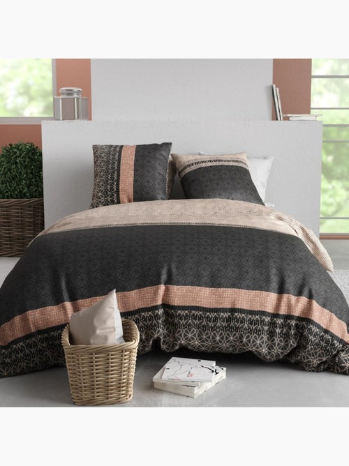 Housse de couette imprimée + 2 taies en coton 57 fils - Kiabi