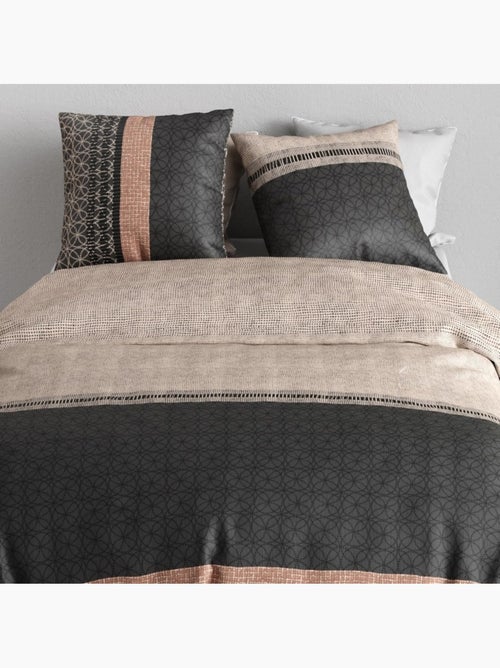 Housse de couette imprimée + 2 taies en coton 57 fils - Kiabi
