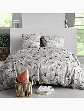 Housse de couette imprimée + 2 taies en coton 57 fils