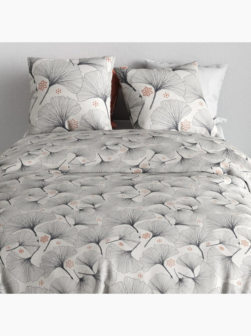 Housse de couette imprimée + 2 taies en coton 57 fils Noir - Kiabi