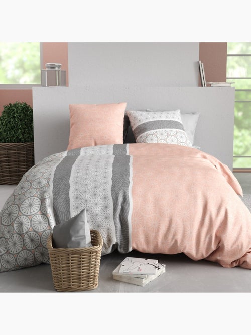 Housse de couette imprimée + 2 taies en coton 57 fils - Kiabi
