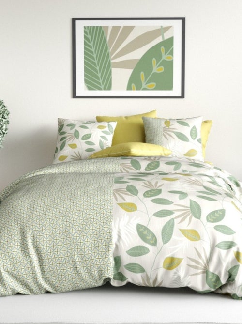 Housse de couette imprimée +  2 taies en coton 57 fils - Kiabi