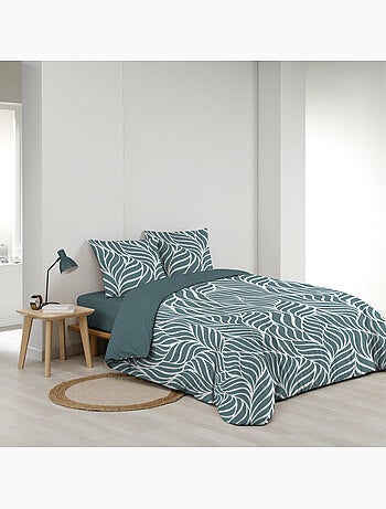 Housse de couette imprimée 57 fils Feuillage moderne – 2 taies incluses