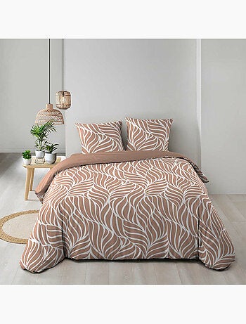 Housse de couette imprimée 57 fils Feuillage moderne – 2 taies incluses