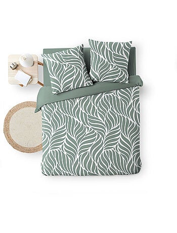 Housse de couette imprimée 57 fils Feuillage moderne – 2 taies incluses