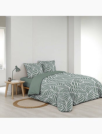 Housse de couette imprimée 57 fils Feuillage moderne – 2 taies incluses