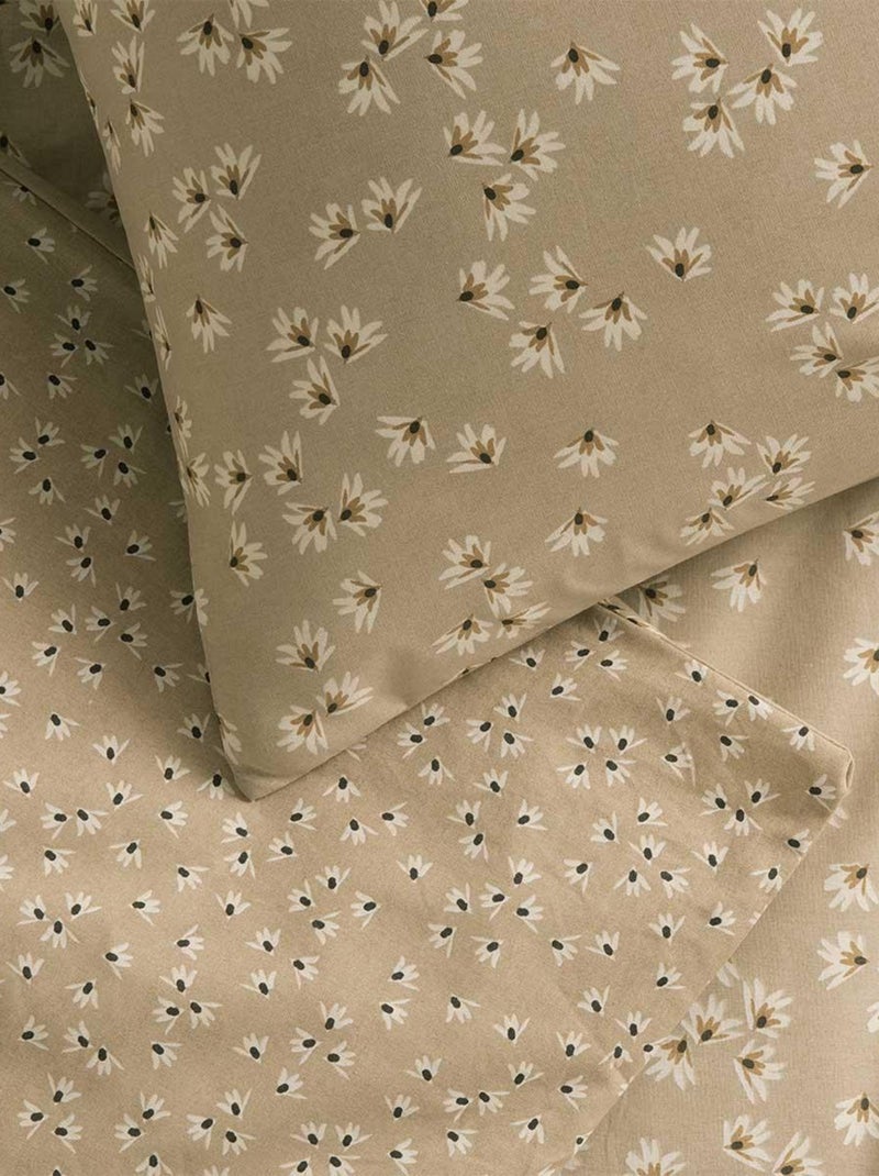 Housse de couette imprimée en coton, LÉONIE Beige clair - Kiabi