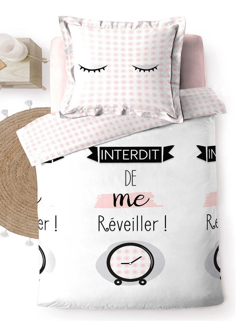 Housse de couette Interdit de me reveiller Blanc - Kiabi