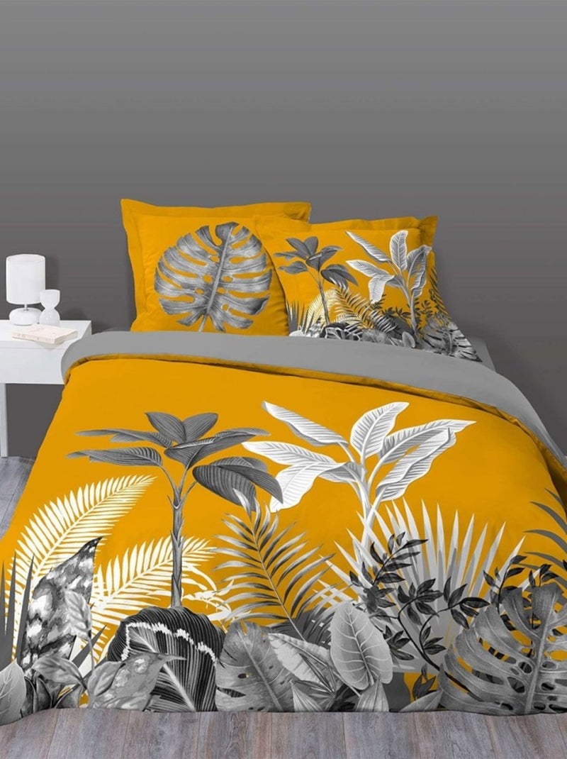 Housse de couette  Isibelle + taie(s) coton 42 fils Jaune - Kiabi