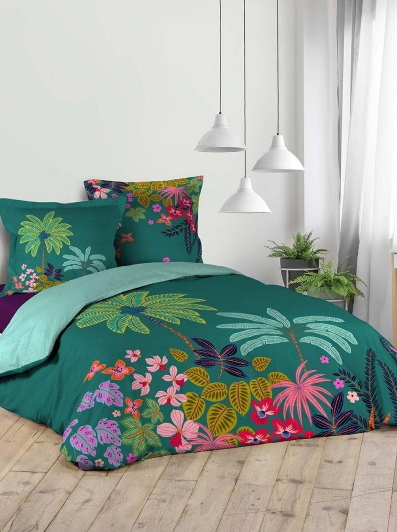Housse de couette  Kalya + 2 taies coton Bleu - Kiabi