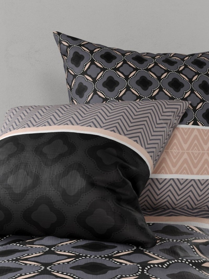 Housse de couette KEA + 2 taies coton 57 fils Noir - Kiabi