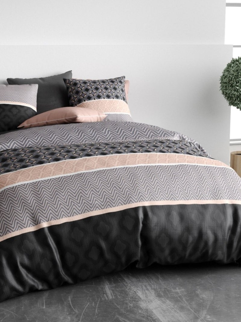 Housse de couette KEA + 2 taies coton 57 fils Noir - Kiabi