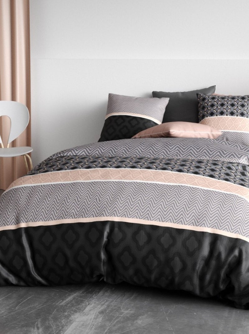 Housse de couette KEA + 2 taies coton 57 fils Noir - Kiabi