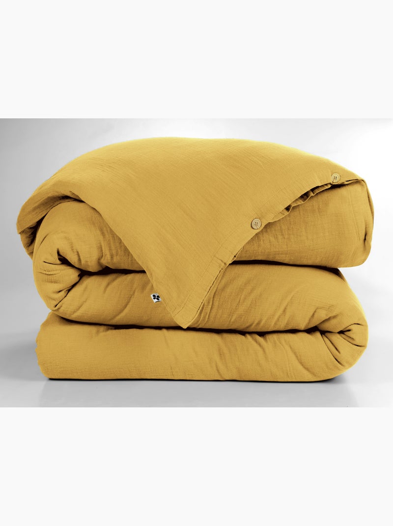 Housse de couette King Size - Double gaze - MILA Jaune - Kiabi