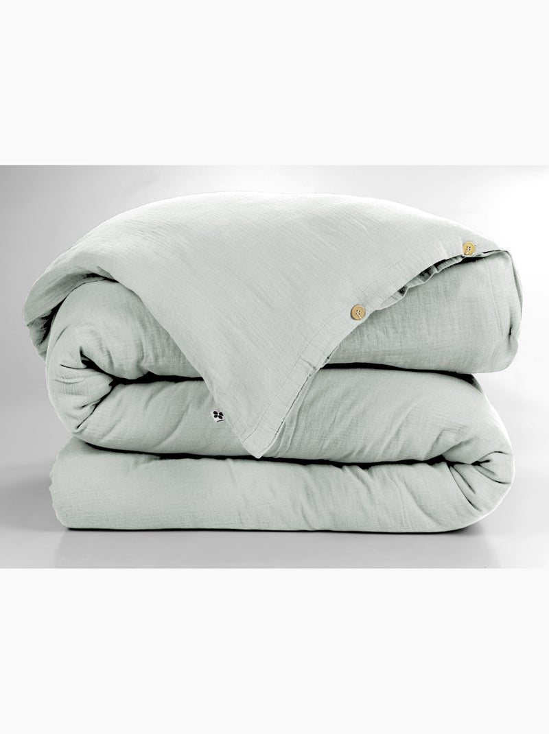 Housse de couette King Size - Double gaze - MILA Vert eucalyptus - Kiabi