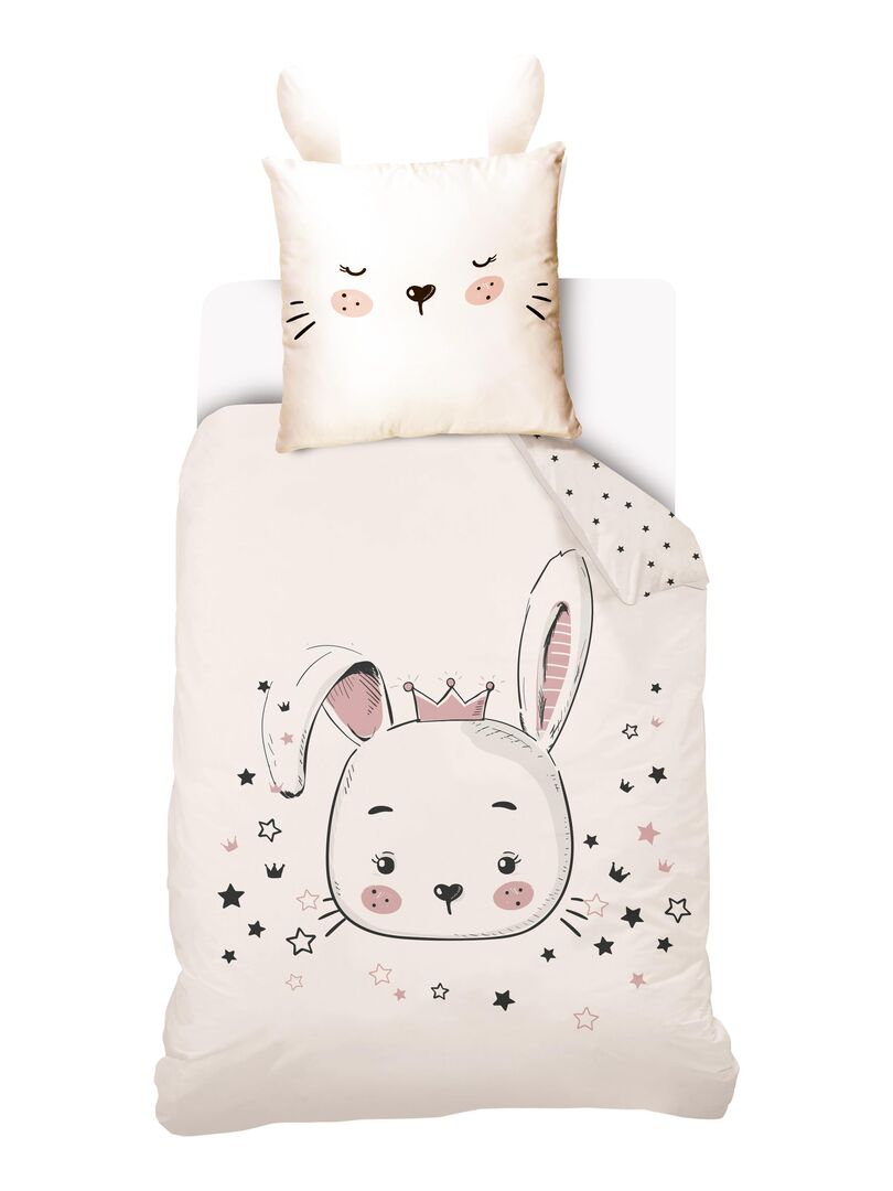 Housse couette 100x140 cm + 1 taie 40x60 cm lapin