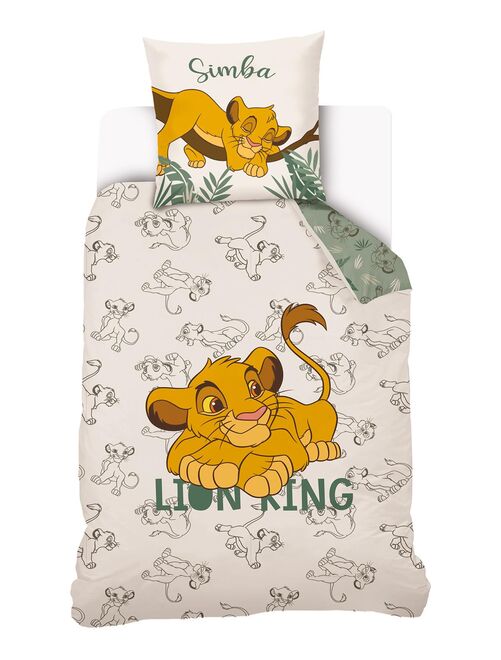 Housse de couette Le Roi Lion Simba Disney 140x200 cm - 100% Coton - Ecru - Kiabi