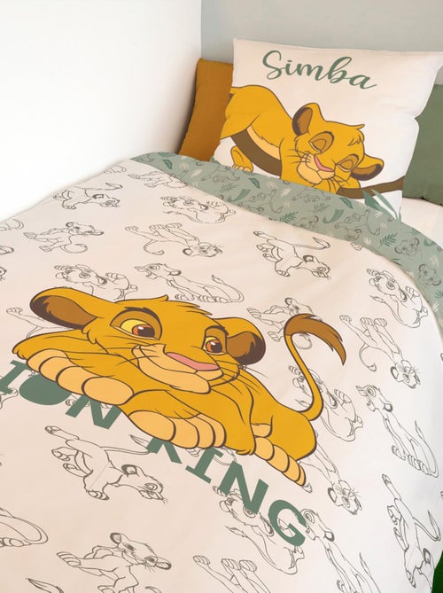 Housse de couette Le Roi Lion Simba Disney 140x200 cm - 100% Coton - Ecru - Kiabi