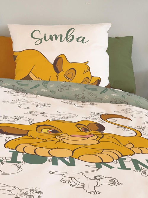 Housse de couette Le Roi Lion Simba Disney 140x200 cm - 100% Coton - Ecru - Kiabi