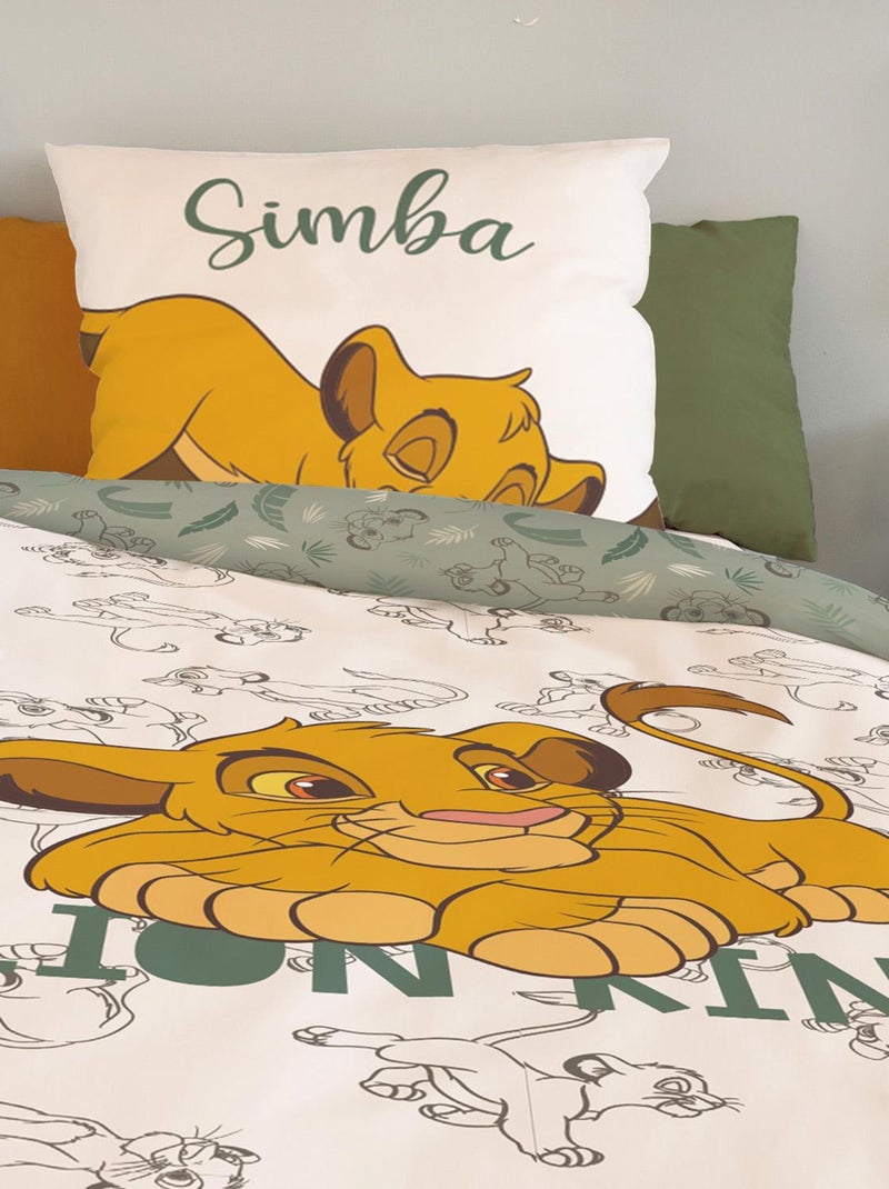 Housse de couette Le Roi Lion Simba Disney 140x200 cm - 100% Coton - Ecru Blanc - Kiabi