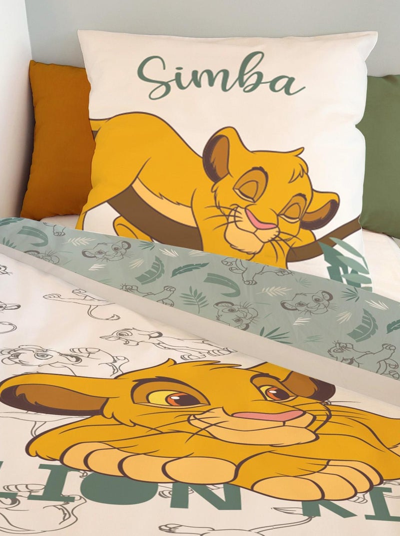 Housse de couette Le Roi Lion Simba Disney 140x200 cm - 100% Coton - Ecru Blanc - Kiabi