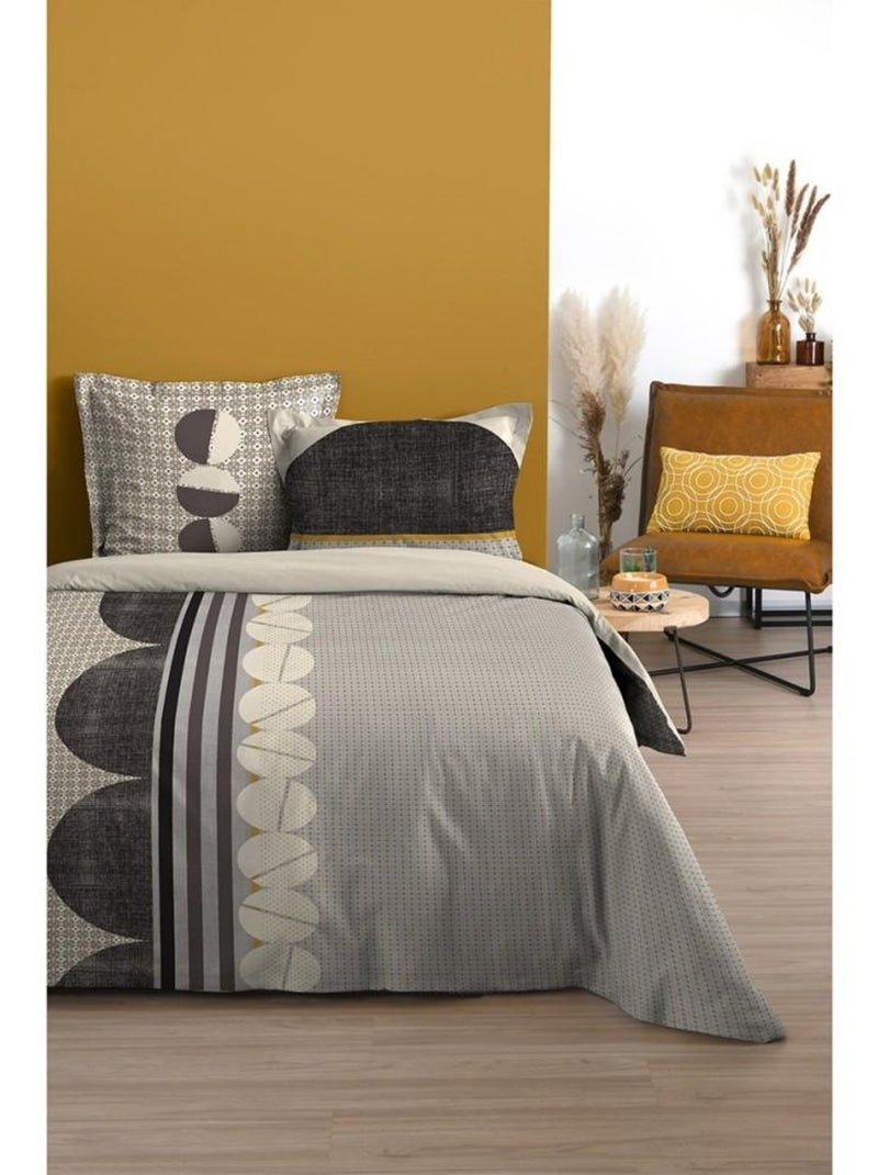 Housse de couette  Lenny gris + taie(s) coton 57 fils Gris - Kiabi