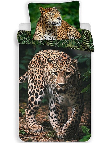 Housse de Couette Léopard 140x200 cm + Taie d'oreiller - 100% Coton