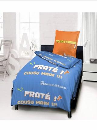 Housse De Couette Les Marseillais Fraté 140 X 200 cm + 1 Taie d'oreiller 63 X 63 cm Coton 57 Fils