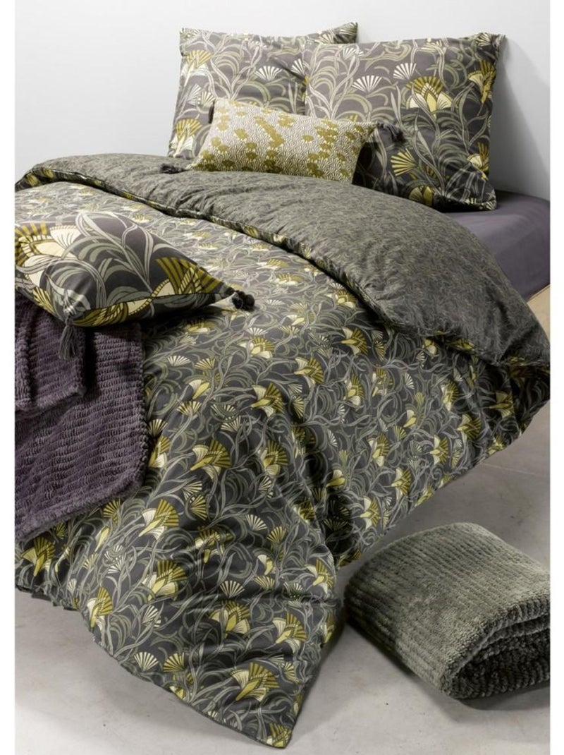 Housse de couette  Liana + taie(s) coton 57 fils Vert - Kiabi