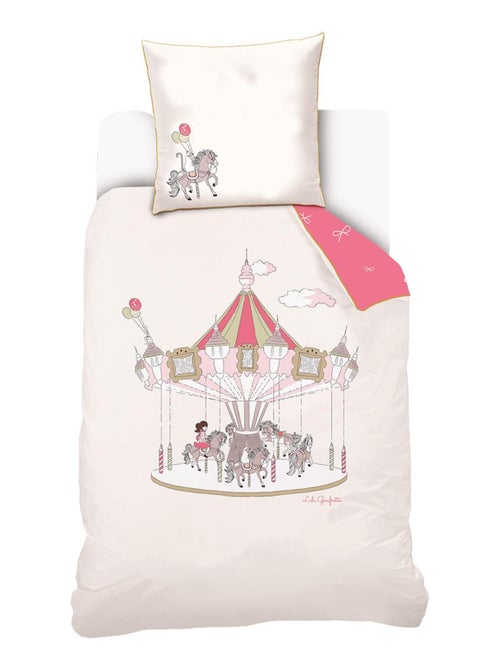 Housse de couette Lili Gaufrette Carrousel 140x200 cm et taie d'oreiller - 100% Coton - Kiabi