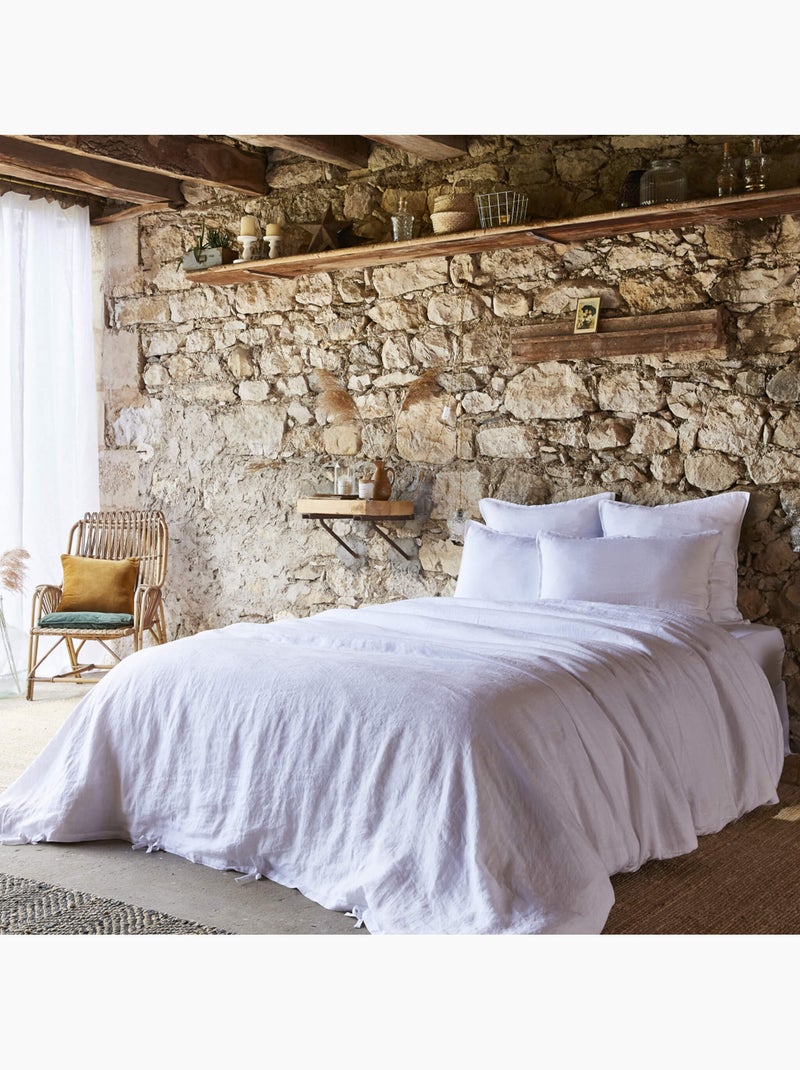 Housse de couette lin lavé Blanc - Kiabi