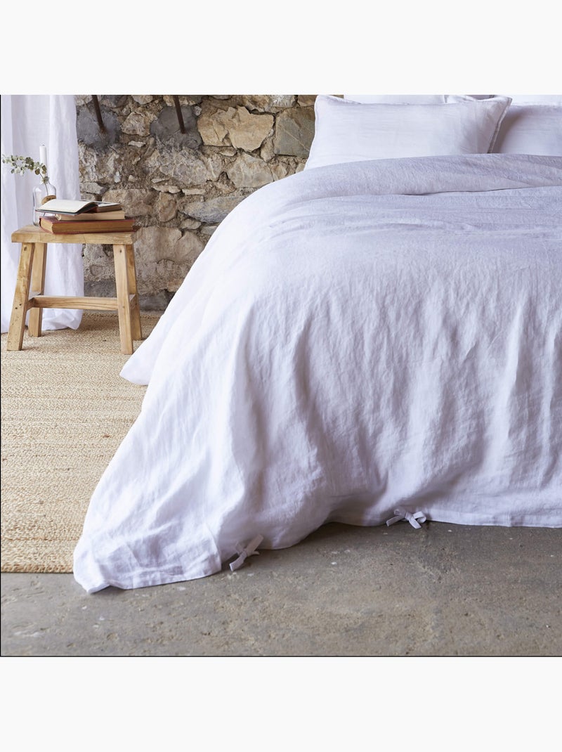 Housse de couette lin lavé Blanc - Kiabi